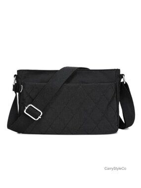 Lightweight Quilted Nylon Crossbody Bag Multi-Pocket Handbag